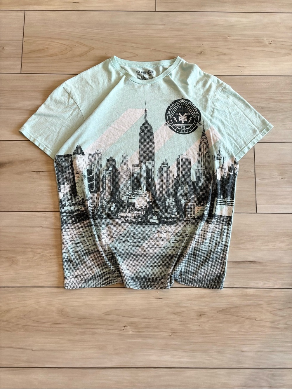 Zoo York Y2K skater Mint AOP Graphic City Skyline Mens Short Sleeve Tee